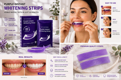 VYRLAB Purple Teeth Whitening Strips | Peroxide-Free | Sensitive Teeth
