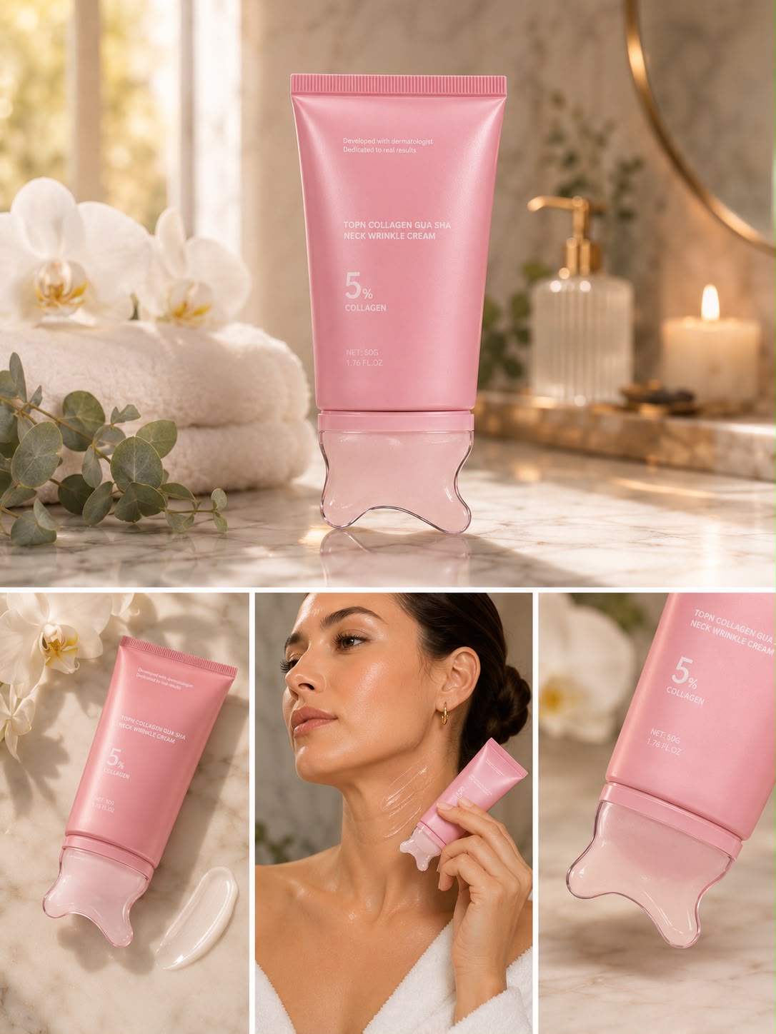 VYRLAB PDRN Collagen Neck Cream | Gua Sha Applicator | Firm & Lift