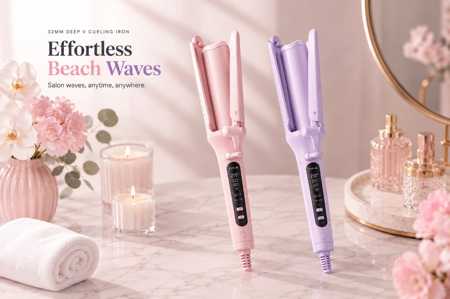 32mm Deep V Curling Iron - Effortless Beach Waves